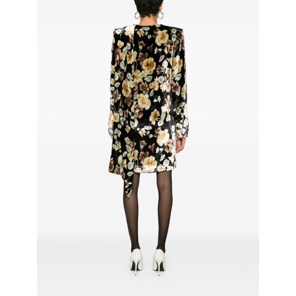 Saint Laurent floral -print velvet wrap dress Size 38/ M - Picture 4 of 12